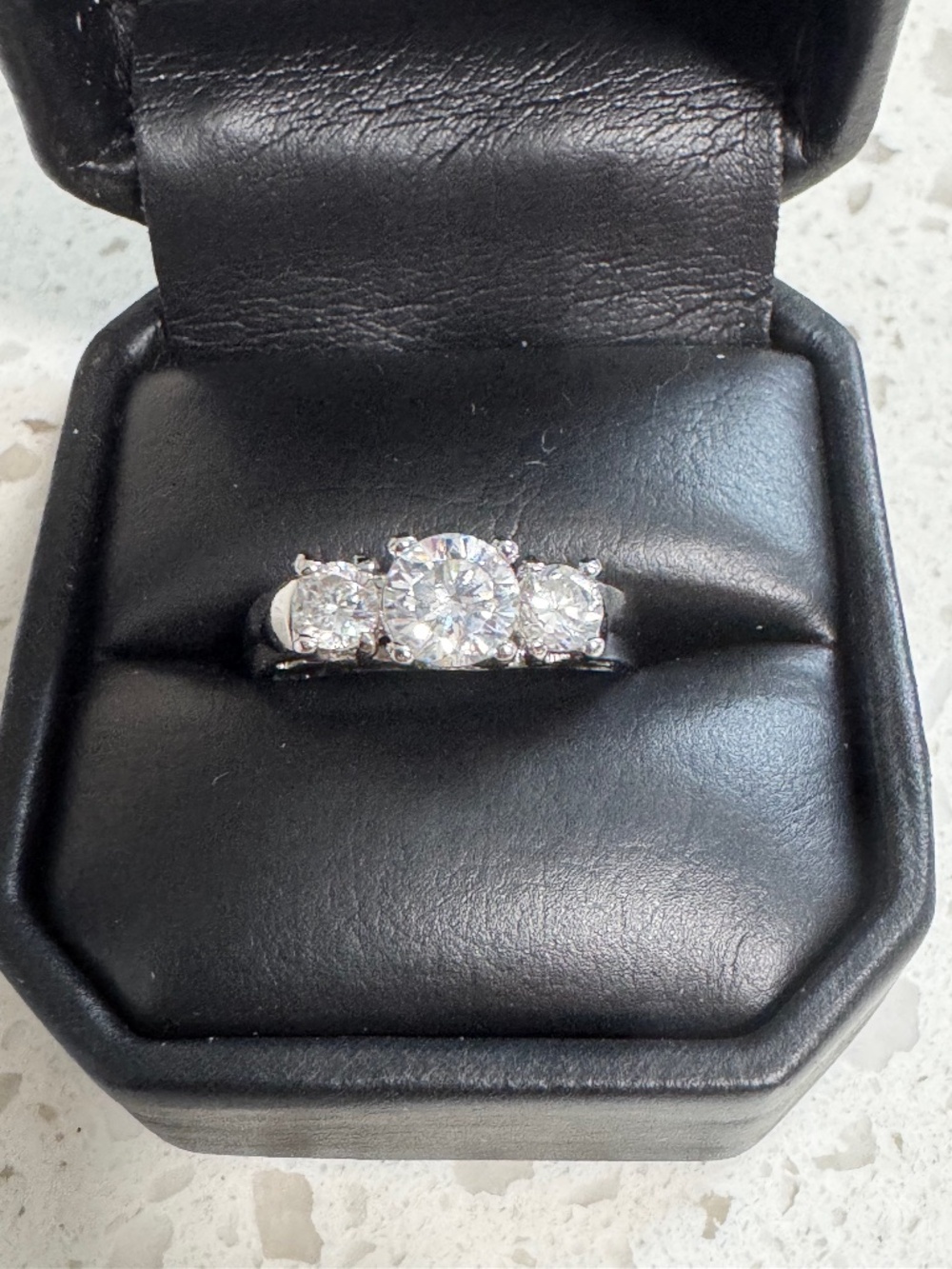 NWOT Silver Tone Three Stone Wedding Ring
